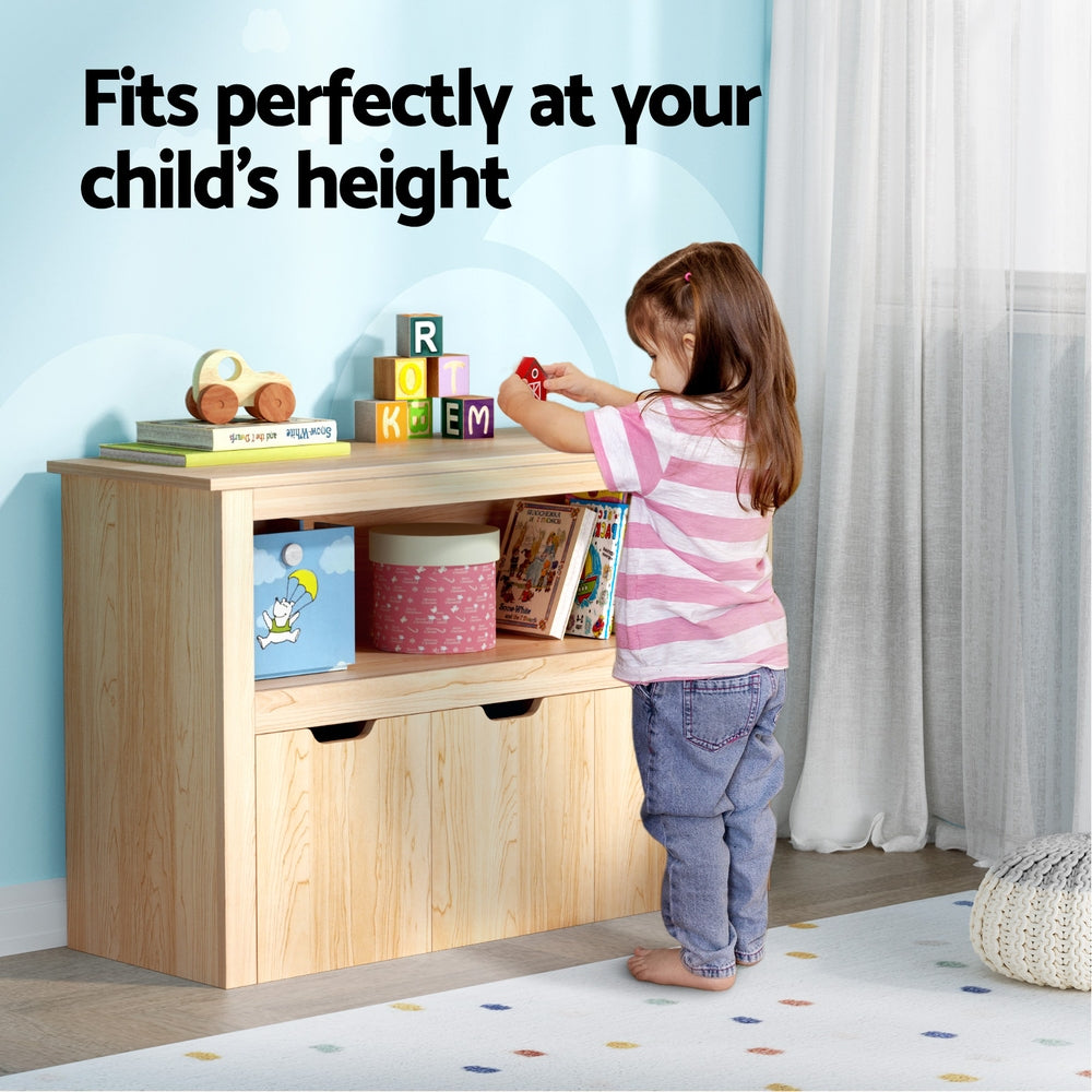 Keezi Kids Bookshelf 3 Drawers Storage Children Bookcase Toy Organiser Display Wooden - Homecoze