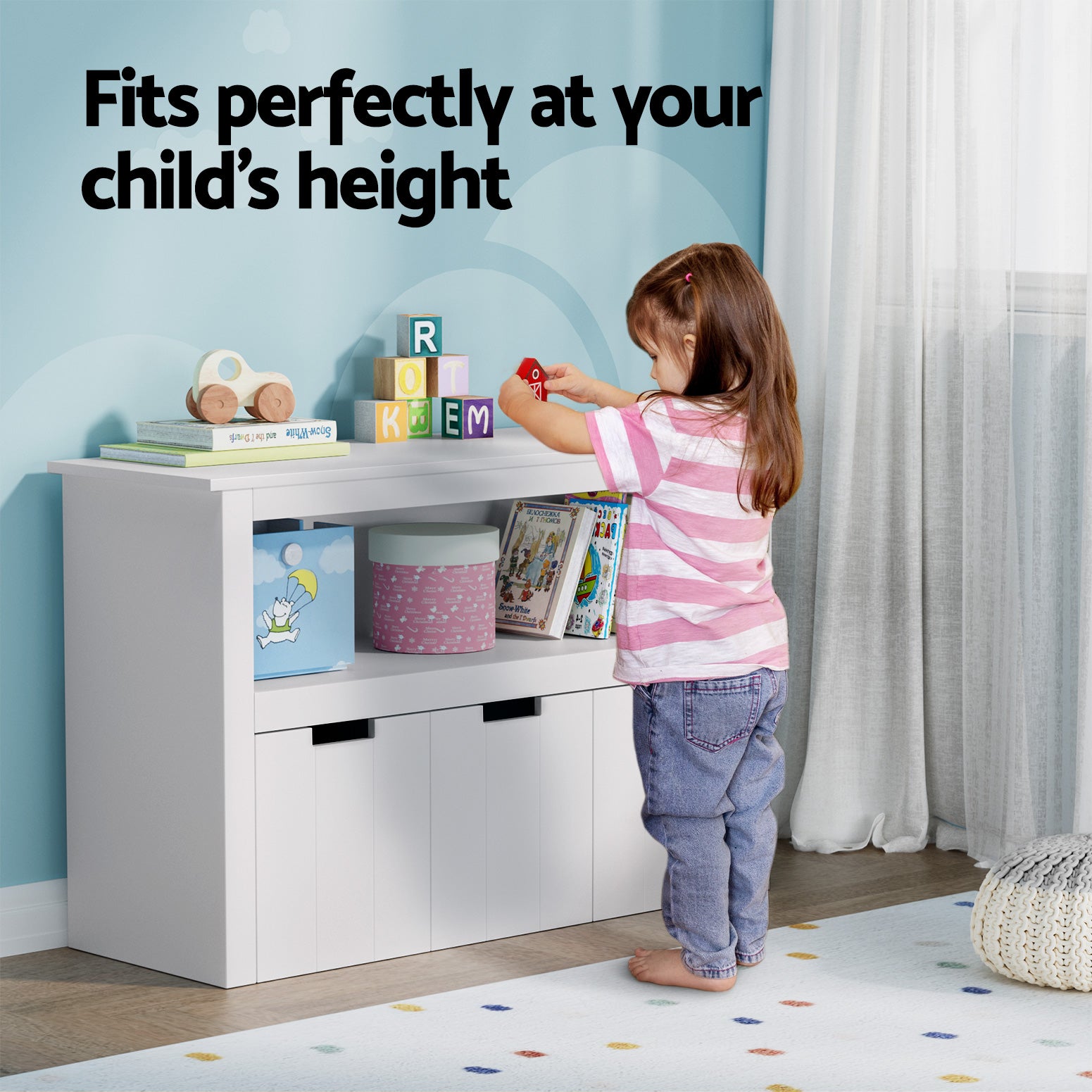 Kids Mini Bookshelf with 3 Drawers Storage Unit - White - Homecoze