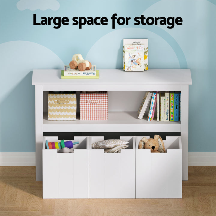 Kids Mini Bookshelf with 3 Drawers Storage Unit - White - Homecoze