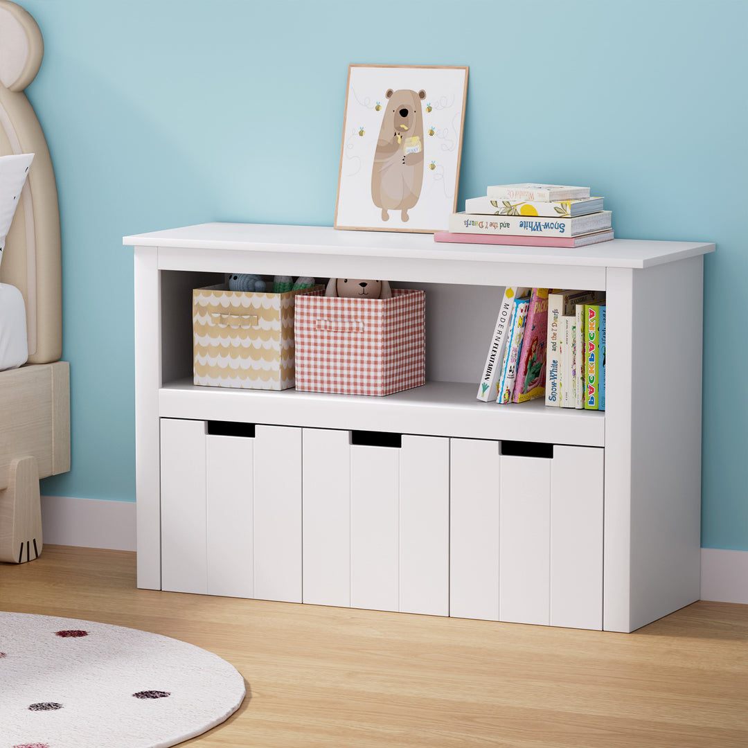 Kids Mini Bookshelf with 3 Drawers Storage Unit - White - Homecoze