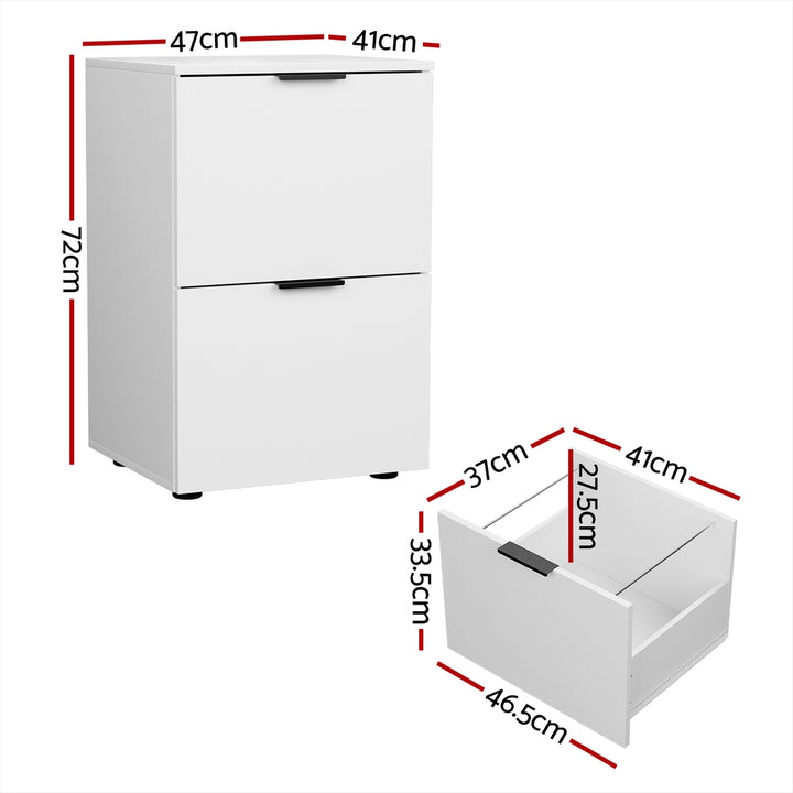 Office Filing Cabinet Storage Drawers - White - Homecoze