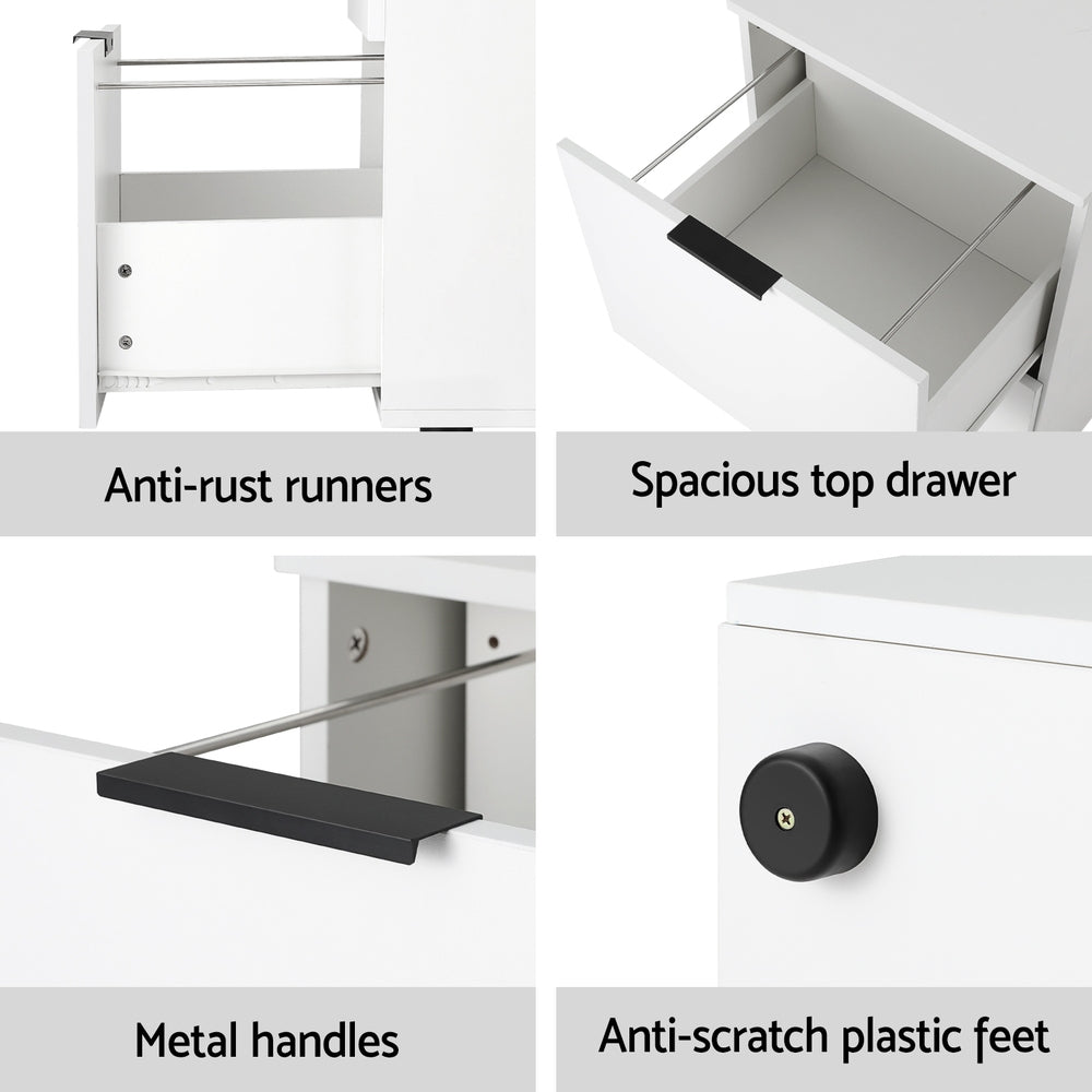 Office Filing Cabinet Storage Drawers - White - Homecoze