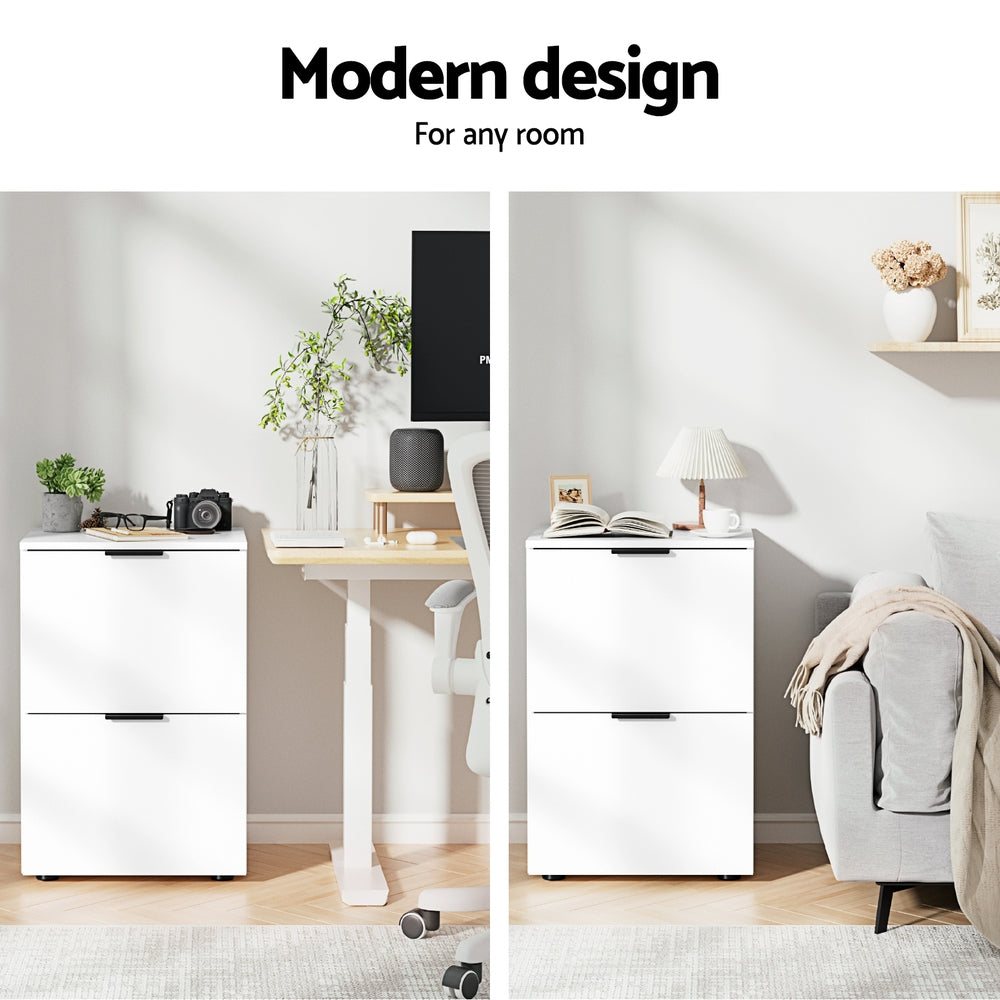 Office Filing Cabinet Storage Drawers - White - Homecoze