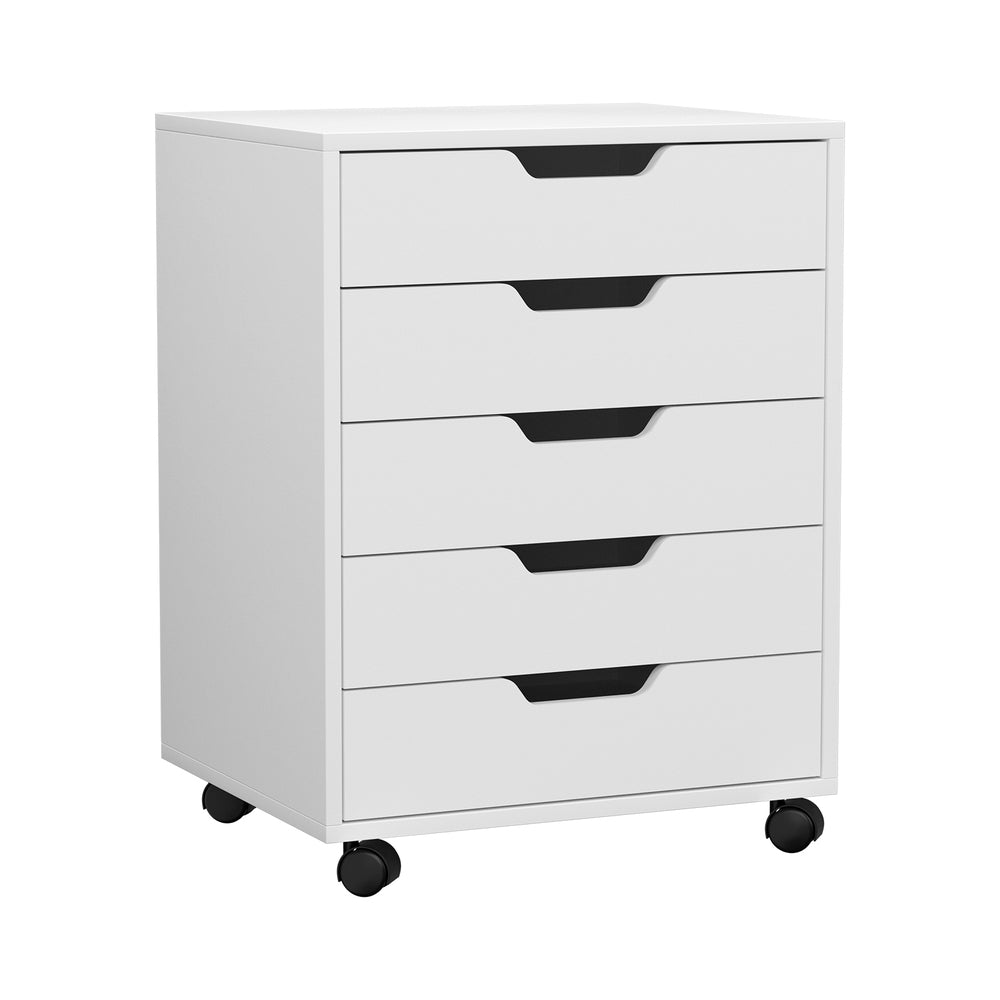 5-Drawer Mobile Office Document Filing Cabinet - White - Homecoze