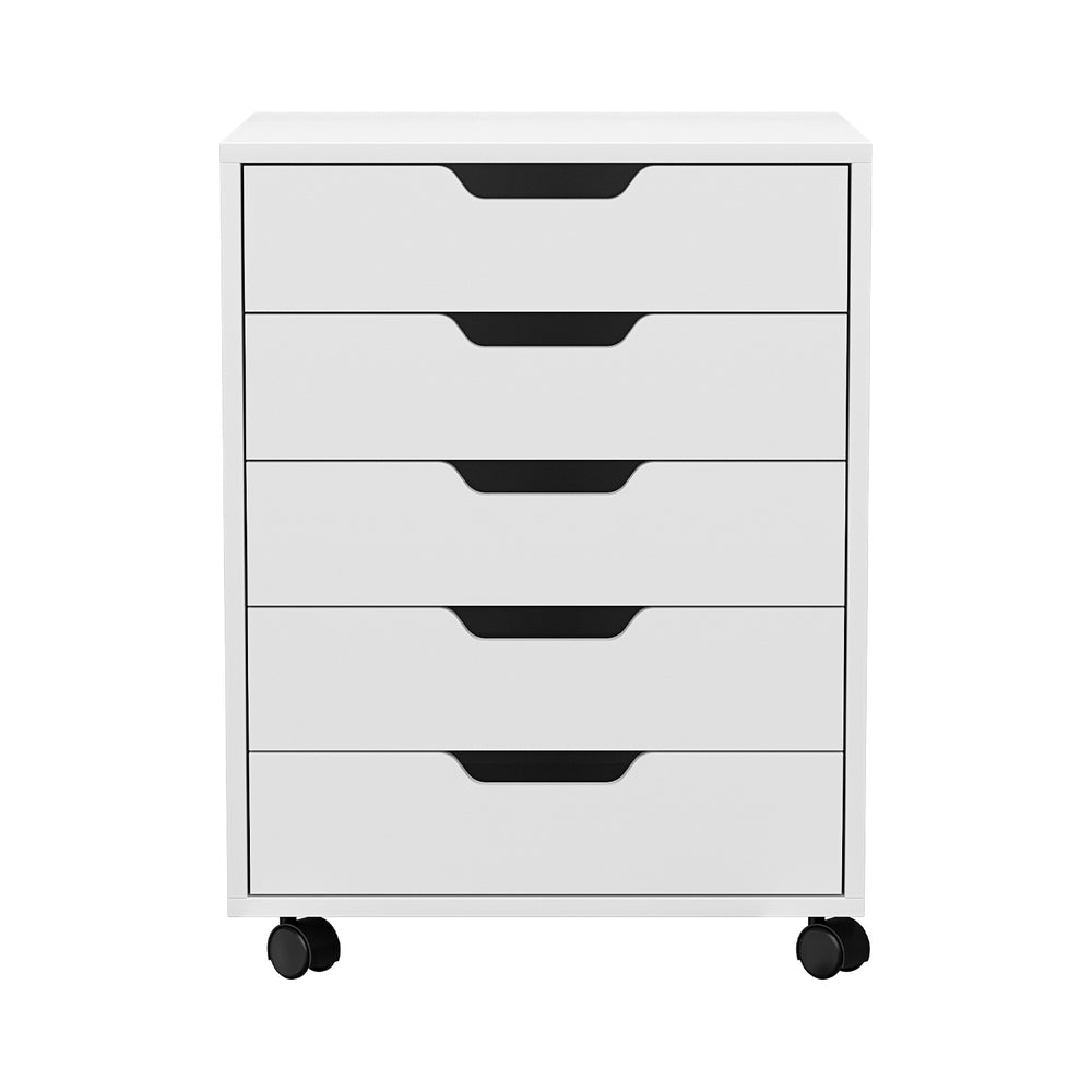 5-Drawer Mobile Office Document Filing Cabinet - White - Homecoze