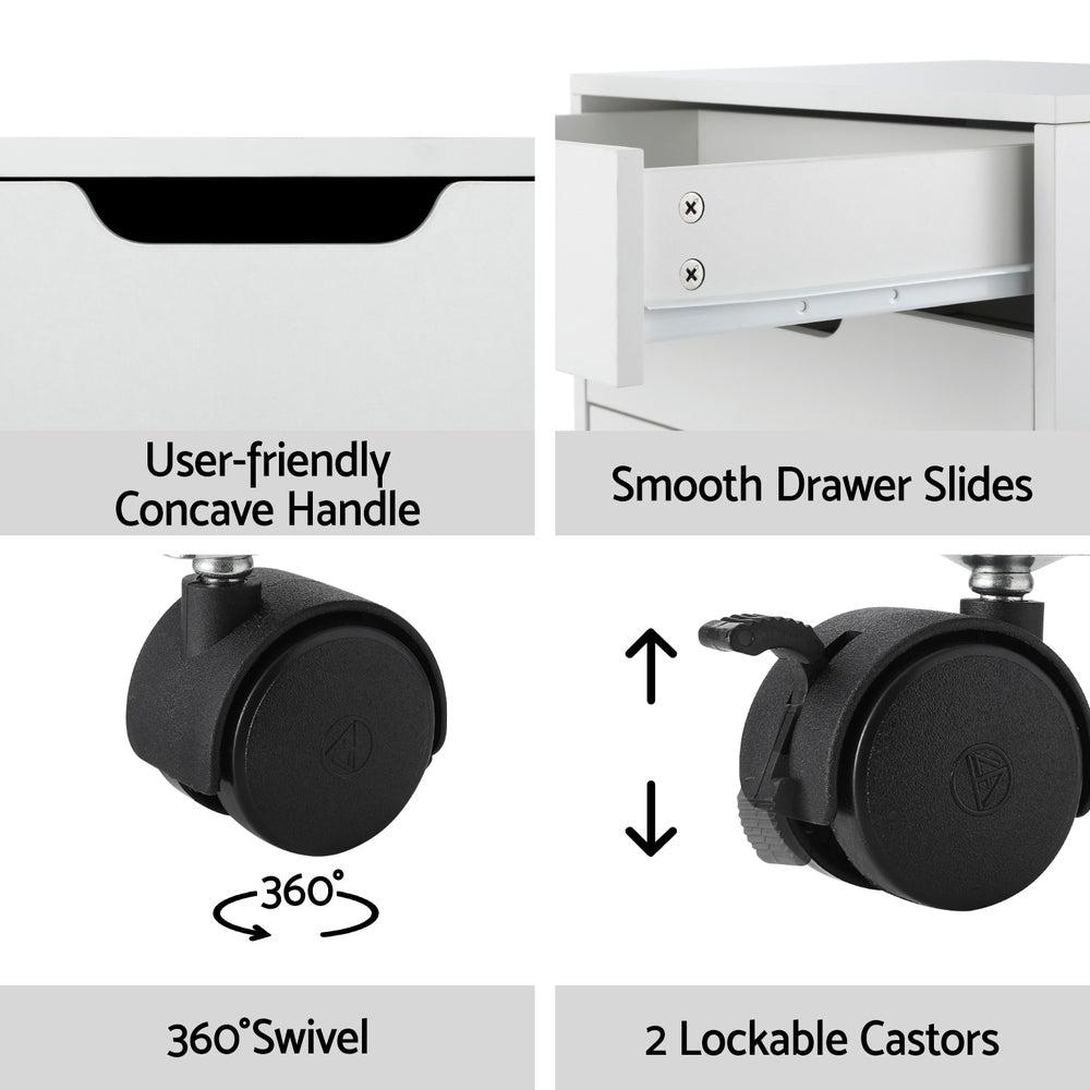 5-Drawer Mobile Office Document Filing Cabinet - White - Homecoze