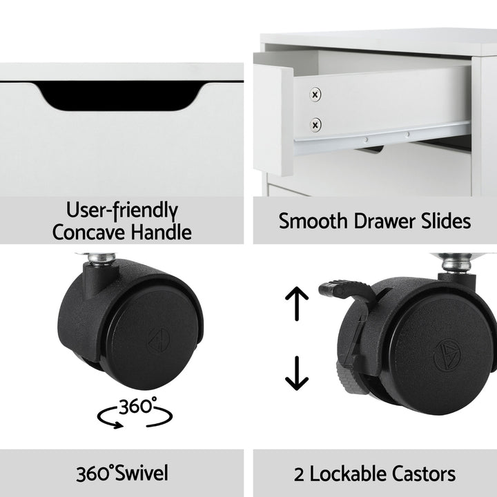 5-Drawer Mobile Office Document Filing Cabinet - White - Homecoze