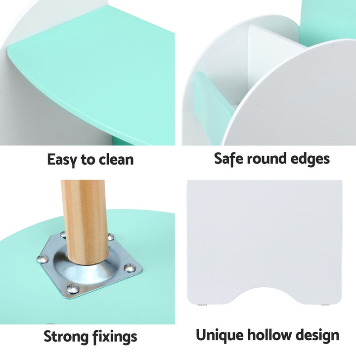 Kids 2-In-1 Table & Chair Bookshelf Set - White & Green - Homecoze