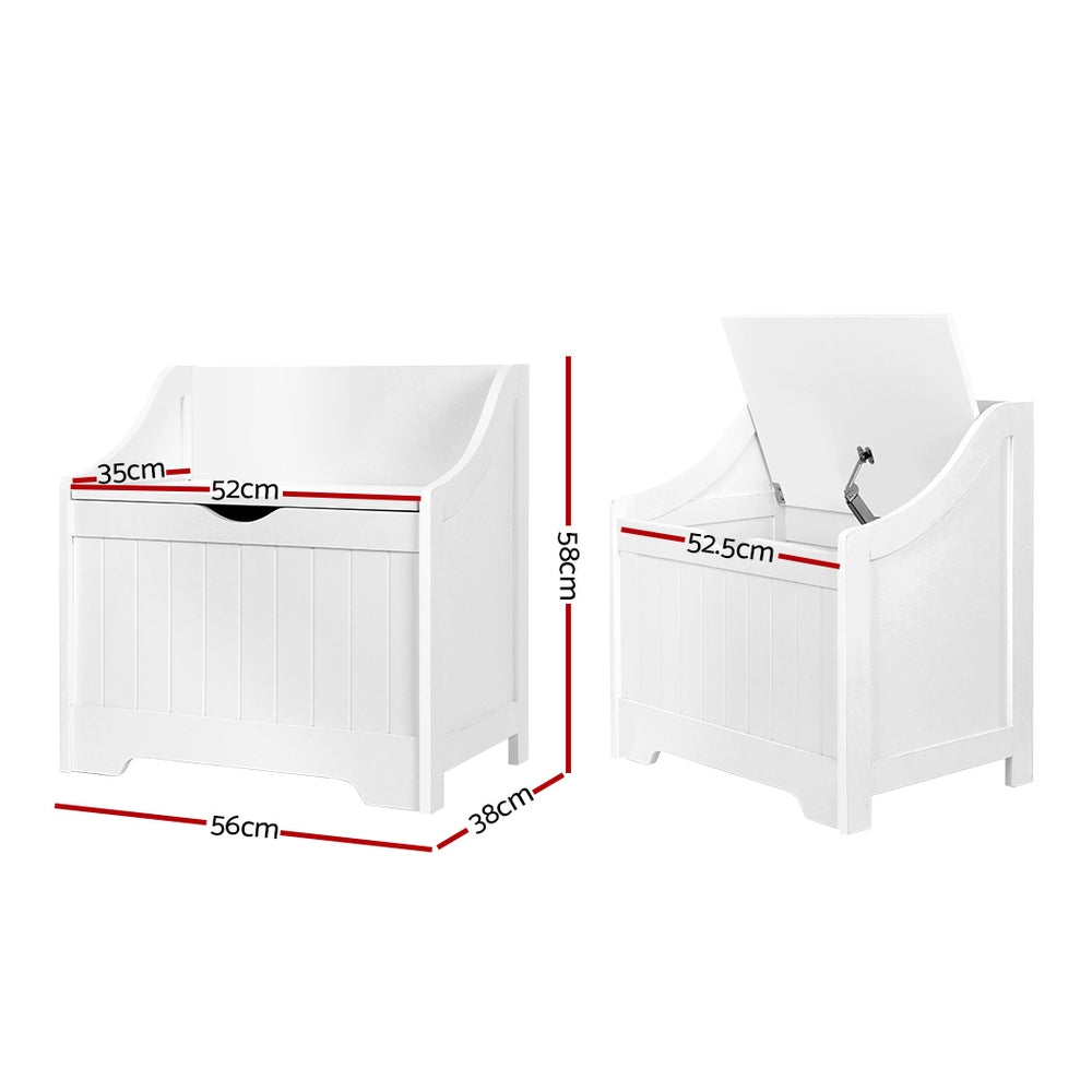 Kids Toy Box Storage Chest Bench Seat - White - Homecoze