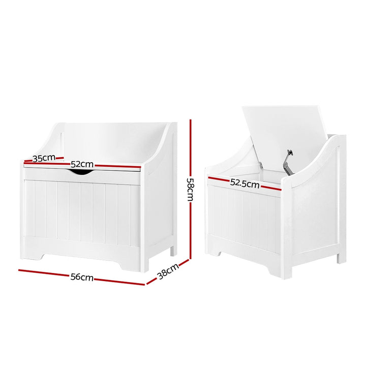Kids Toy Box Storage Chest Bench Seat - White - Homecoze