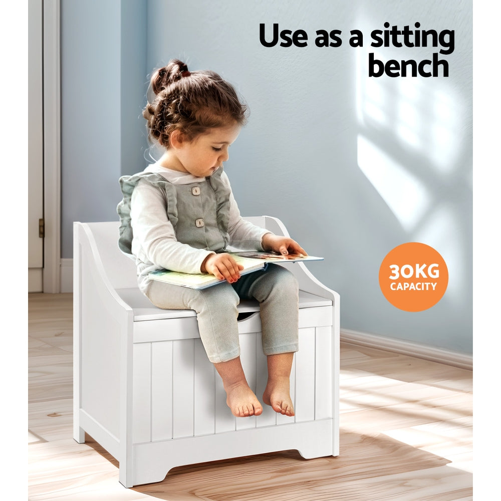 Kids Toy Box Storage Chest Bench Seat - White - Homecoze