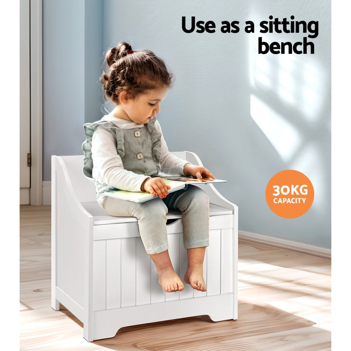 Kids Toy Box Storage Chest Bench Seat - White - Homecoze