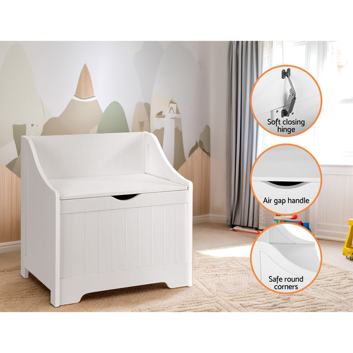 Kids Toy Box Storage Chest Bench Seat - White - Homecoze