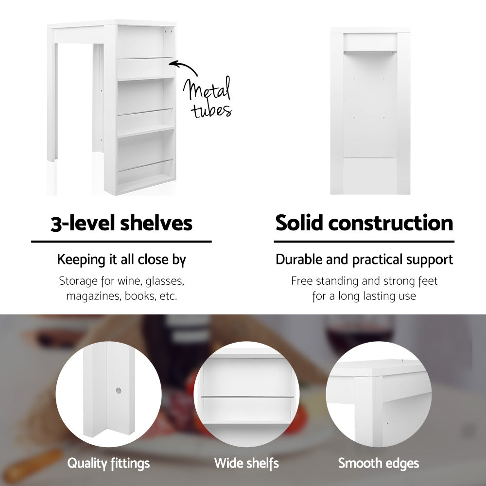 3 Level Storage Bar Table - White - Homecoze