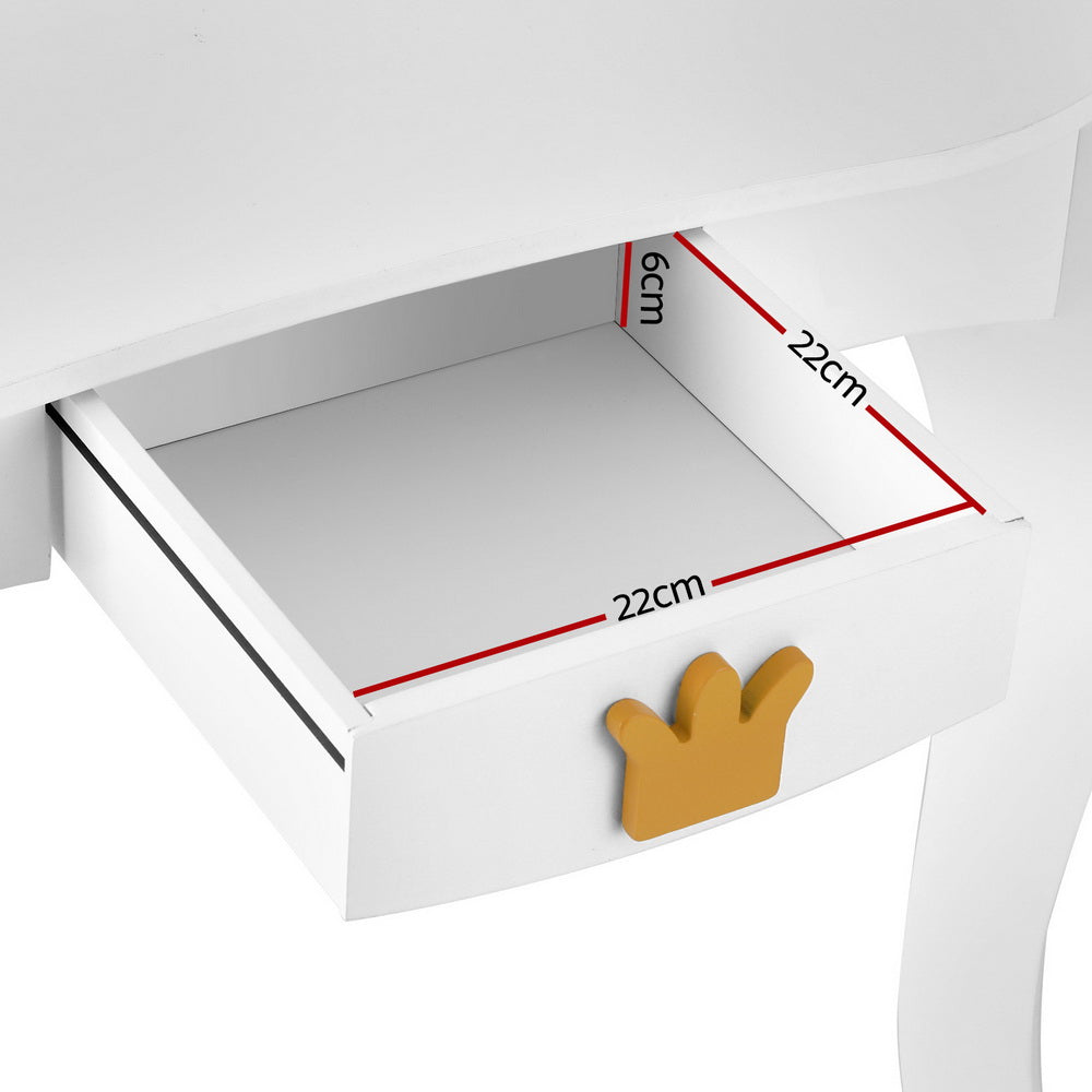 Kids Mini Dressing Table with Mirror - White - Homecoze