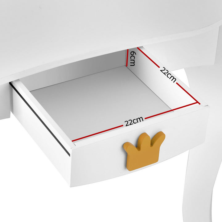 Kids Mini Dressing Table with Mirror - White - Homecoze