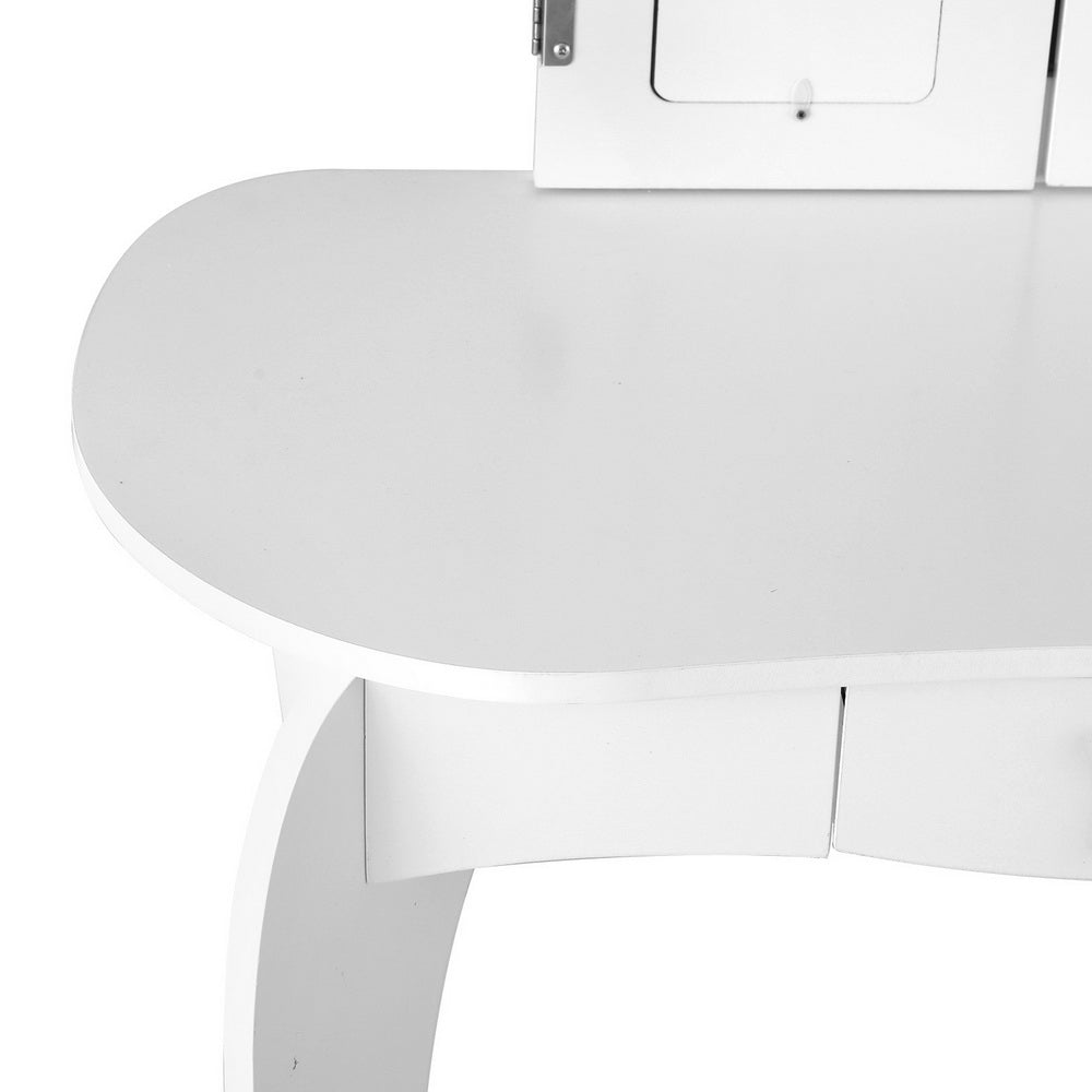 Kids Mini Dressing Table with Mirror - White - Homecoze