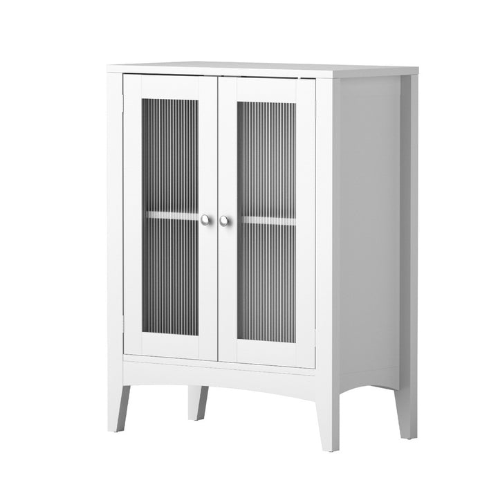 Artiss Bathroom Storage Cabinet 80cm Buffet Sideboard Floor Cupboard Toilet Glass White - Homecoze