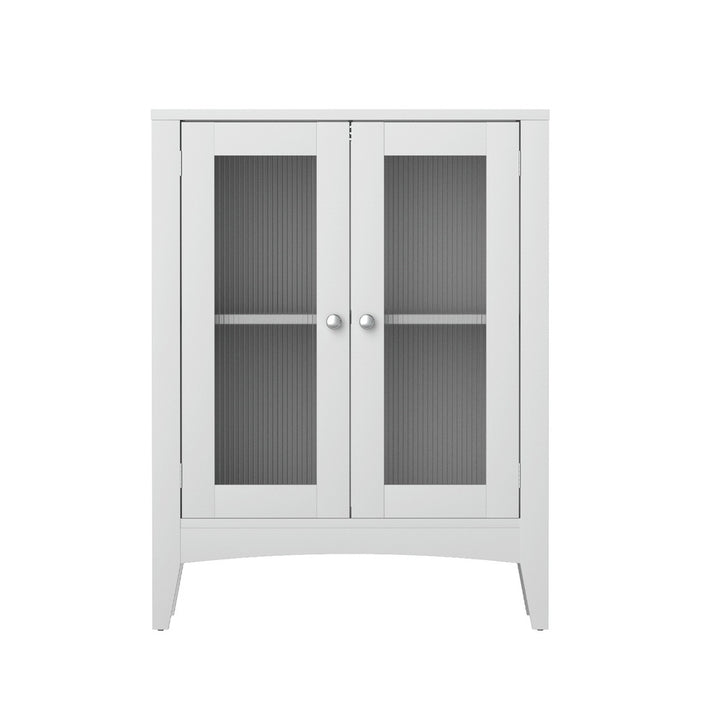 Artiss Bathroom Storage Cabinet 80cm Buffet Sideboard Floor Cupboard Toilet Glass White - Homecoze
