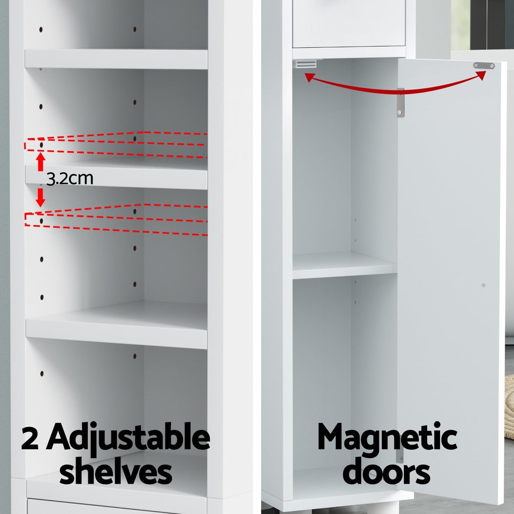 Artiss Bathroom Storage Cabinet 180cm Tall Slim Floor Cupboard Toilet Narrow Linen Tower - Homecoze