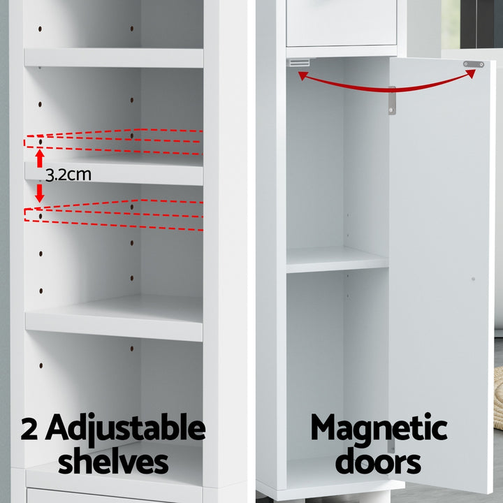 Artiss Bathroom Storage Cabinet 180cm Tall Slim Floor Cupboard Toilet Narrow Linen Tower - Homecoze