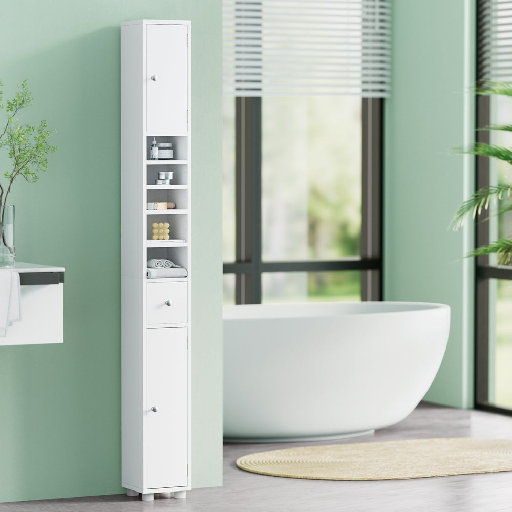 Artiss Bathroom Storage Cabinet 180cm Tall Slim Floor Cupboard Toilet Narrow Linen Tower - Homecoze