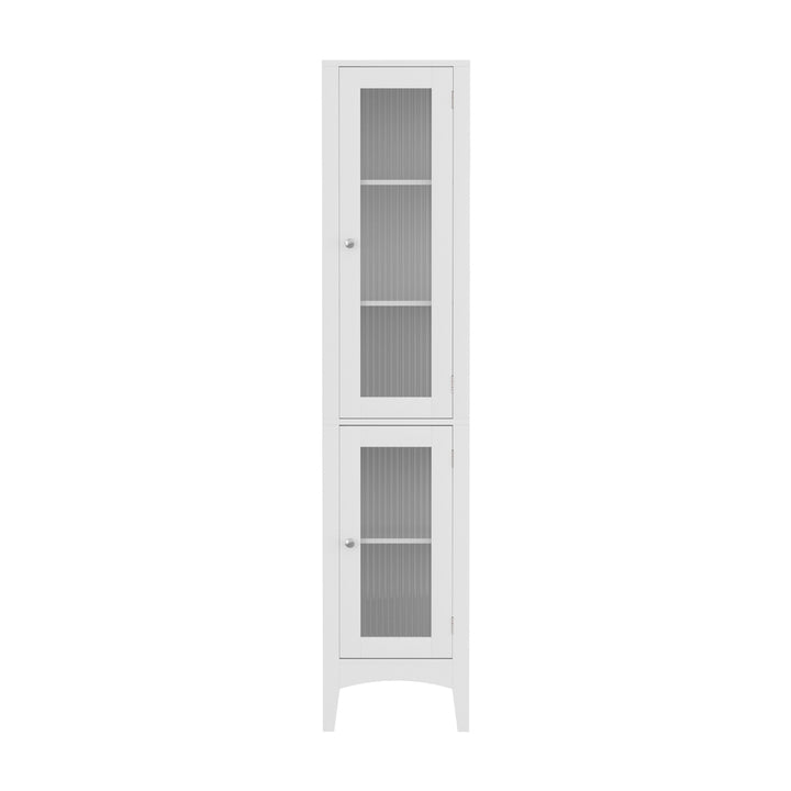 Artiss Bathroom Storage Cabinet 160cm Tall Slim Floor Cupboard Toilet Glass Door White - Homecoze