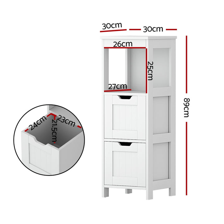 Artiss Bathroom Storage Cabinet 89cm Floor Toilet Drawer Bedroom Organizer Standing White - Homecoze