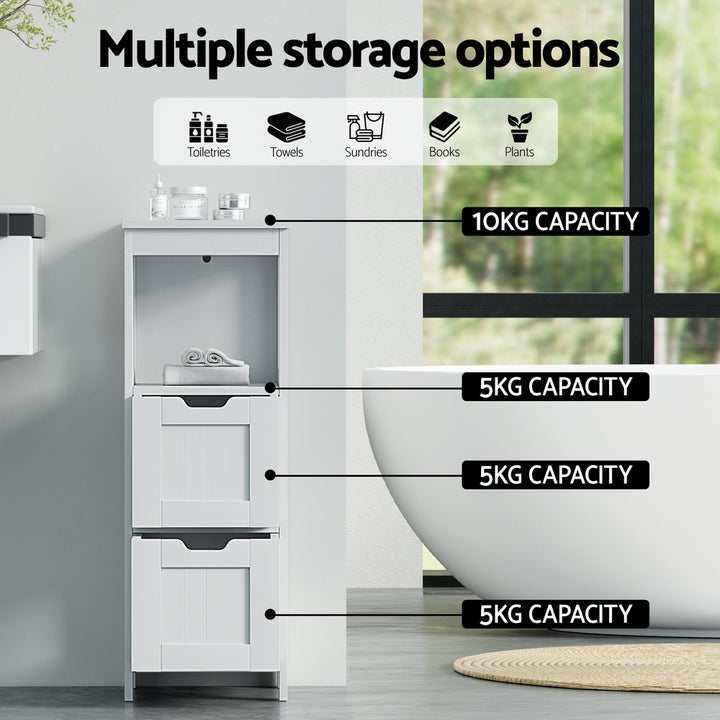Artiss Bathroom Storage Cabinet 89cm Floor Toilet Drawer Bedroom Organizer Standing White - Homecoze