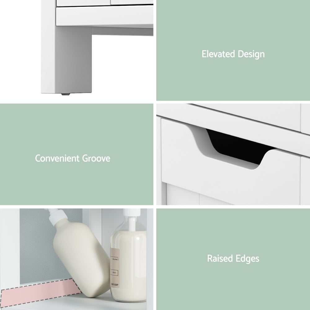 Artiss Bathroom Storage Cabinet 89cm Floor Toilet Drawer Bedroom Organizer Standing White - Homecoze