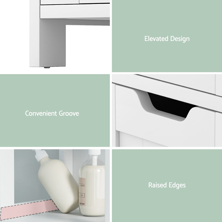Artiss Bathroom Storage Cabinet 89cm Floor Toilet Drawer Bedroom Organizer Standing White - Homecoze