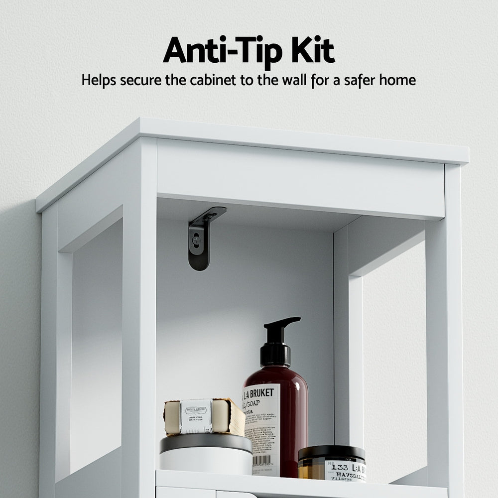 Artiss Bathroom Storage Cabinet 89cm Floor Toilet Drawer Bedroom Organizer Standing White - Homecoze