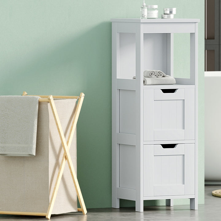 Artiss Bathroom Storage Cabinet 89cm Floor Toilet Drawer Bedroom Organizer Standing White - Homecoze