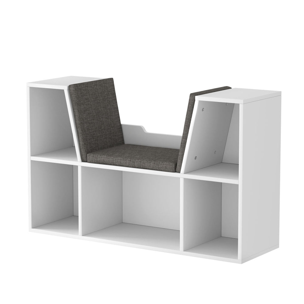 Kids Mini Storage Bookcase with Seat – White - Homecoze