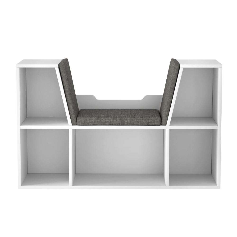 Kids Mini Storage Bookcase with Seat – White - Homecoze