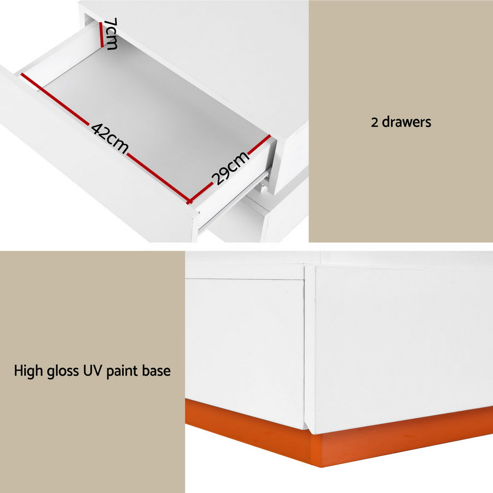 Artiss Smart Bedside Table LED Wireless Charging Ada - Homecoze
