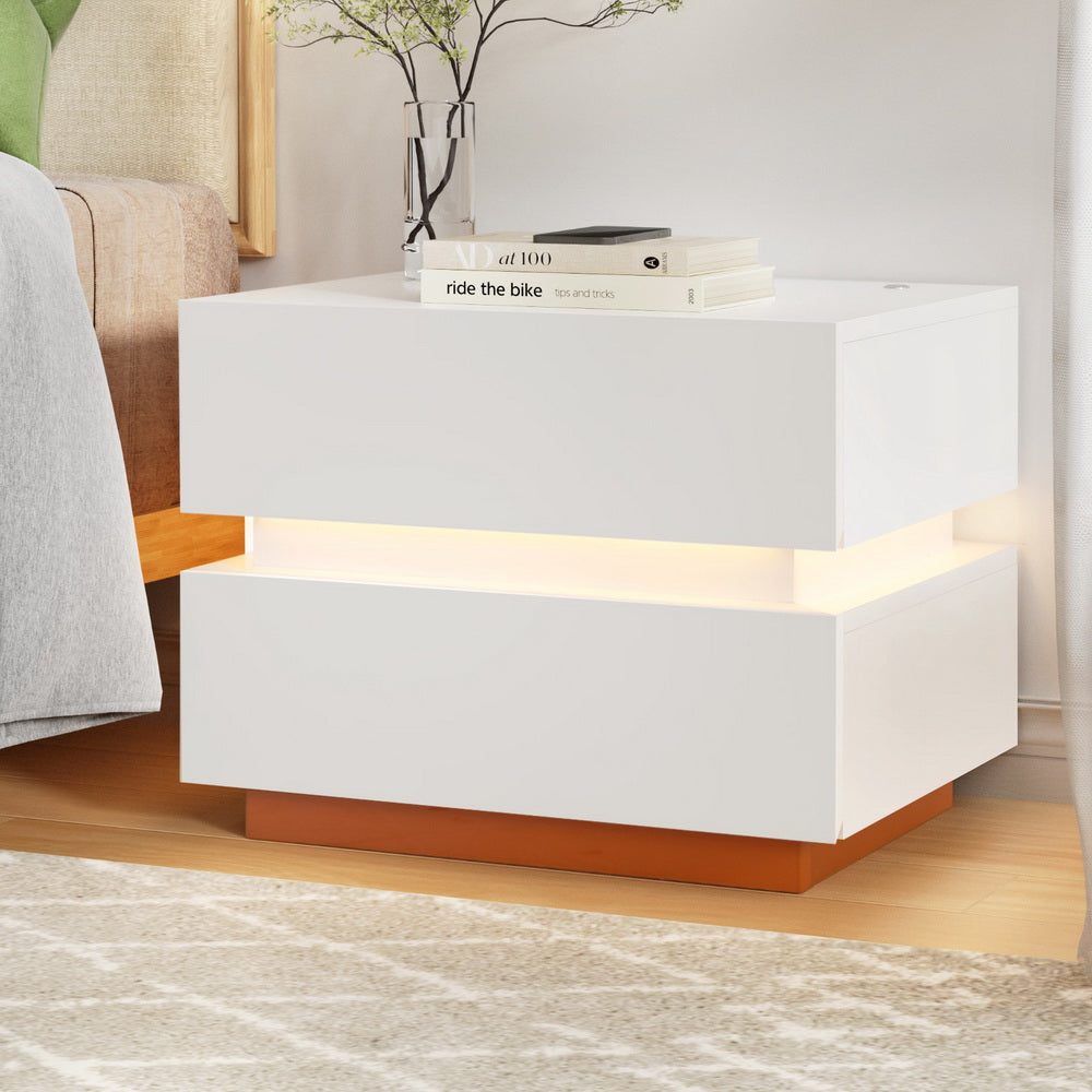 Artiss Smart Bedside Table LED Wireless Charging Ada - Homecoze