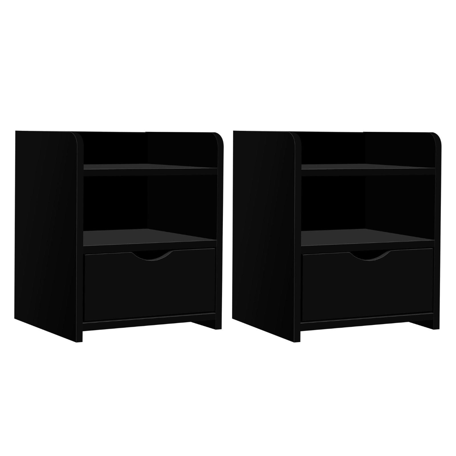 Artiss 2X Bedside Table 1 Drawer with Shelf - FARA Black - Homecoze