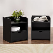 Artiss 2X Bedside Table 1 Drawer with Shelf - FARA Black - Homecoze