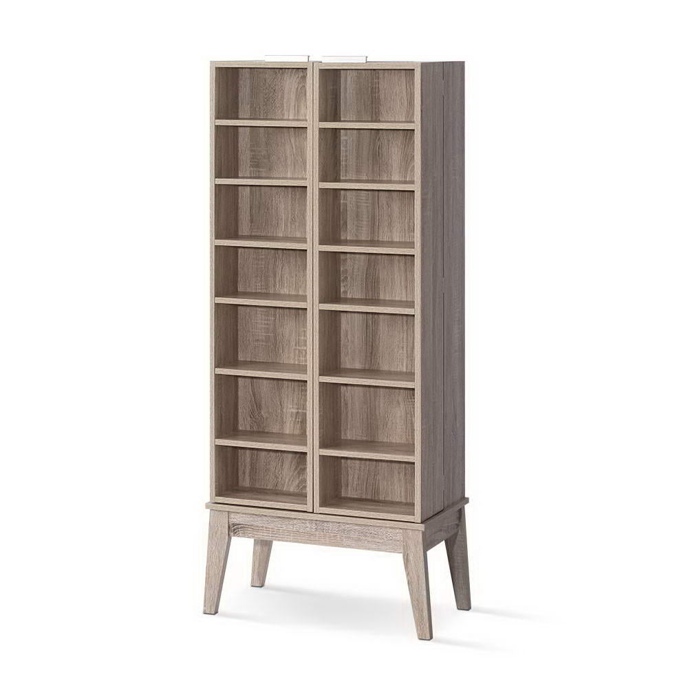 Folding CD & DVD Media Storage Display Shelf Rack - Oak - Homecoze