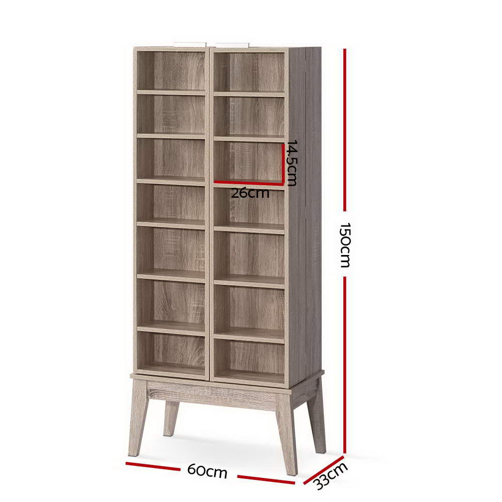 Folding CD & DVD Media Storage Display Shelf Rack - Oak - Homecoze