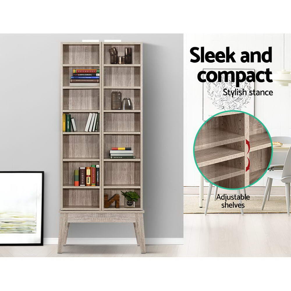 Folding CD & DVD Media Storage Display Shelf Rack - Oak - Homecoze