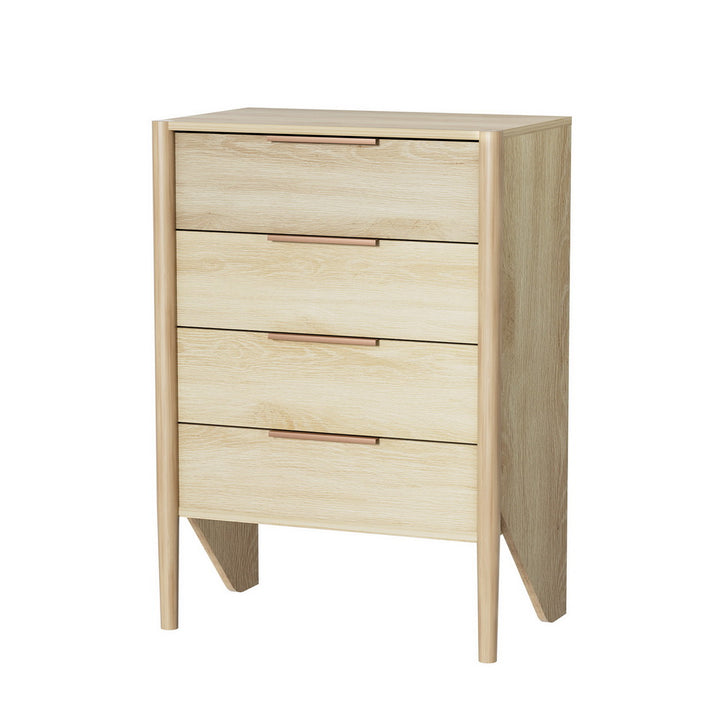 Modern Low Set 4 Drawer Chest of Drawers - Oak