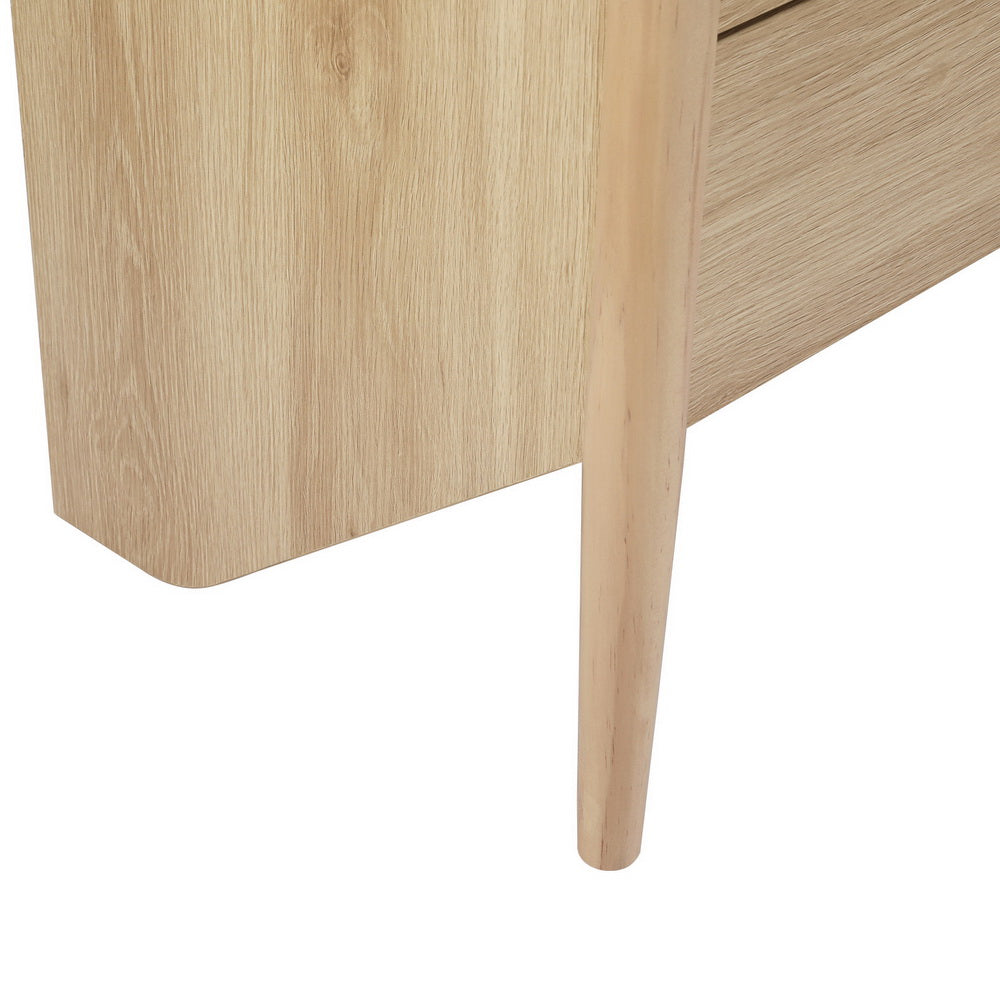 Modern Low Set 4 Drawer Chest of Drawers - Oak