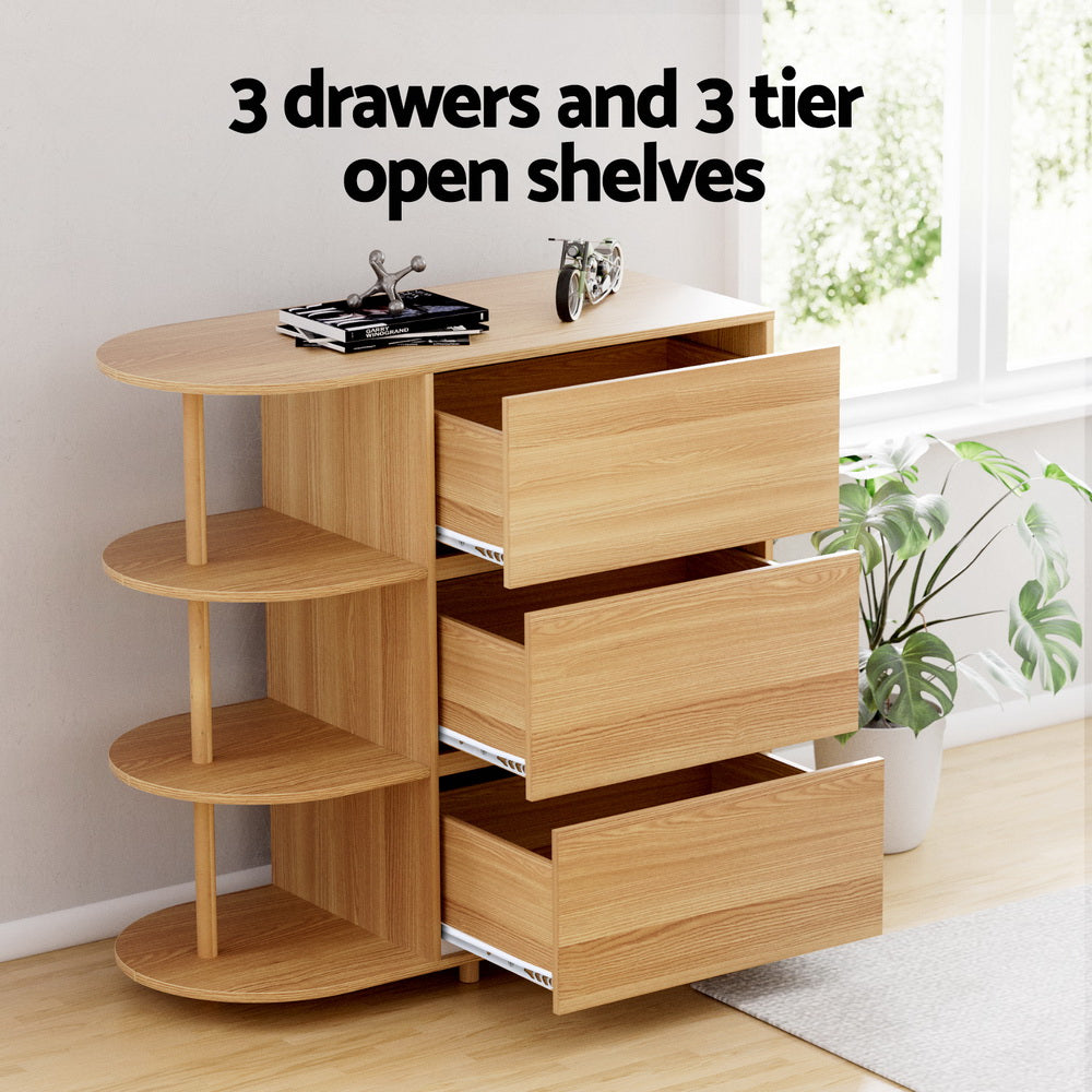 Artiss Chest of 3 Drawers Storage Cabinet 3 Shelves Pine - Homecoze