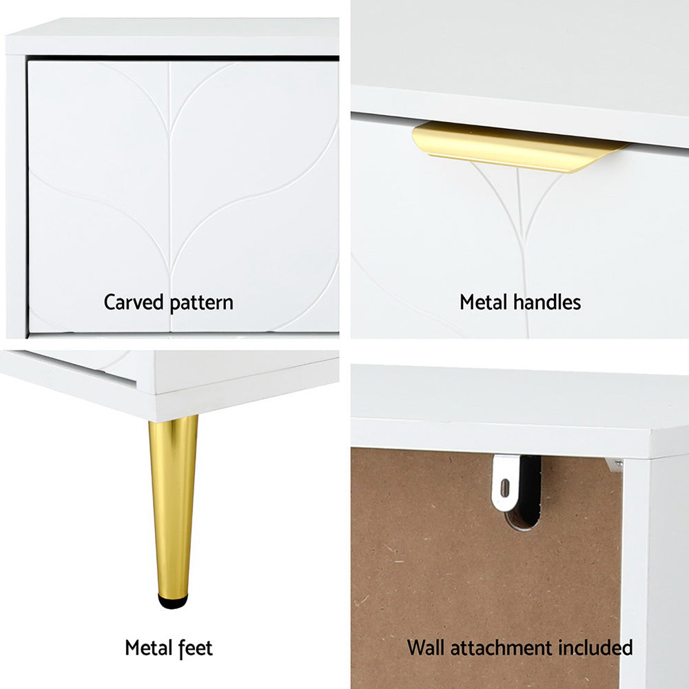 Artiss 3 Chest of Drawers Lowboy Cabinet White - Homecoze