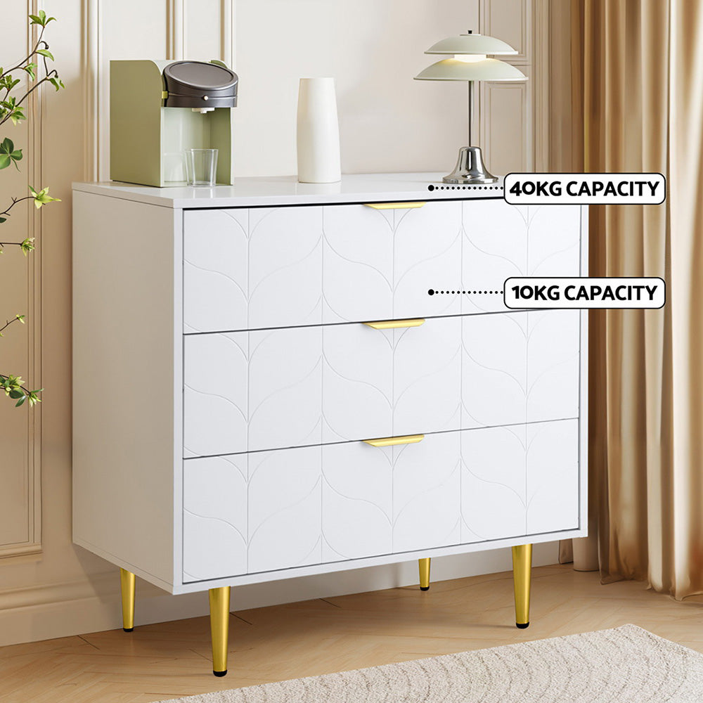 Artiss 3 Chest of Drawers Lowboy Cabinet White - Homecoze