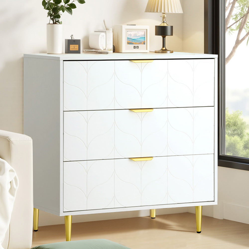 Artiss 3 Chest of Drawers Lowboy Cabinet White - Homecoze