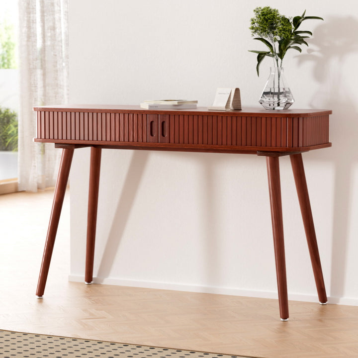 Modern Style Fluted Sliding Door Console Table 120CM - Walnut - Homecoze