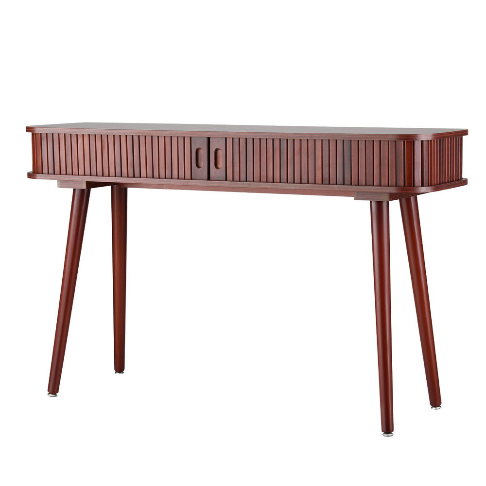 Modern Style Fluted Sliding Door Console Table 120CM - Walnut - Homecoze